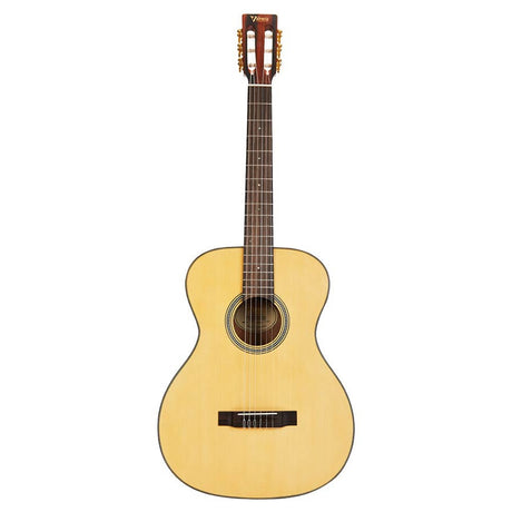 Valencia VA434 nylon snarige auditorium gitaar, sitka sparren top, nato zij- en achterblad, satin finish