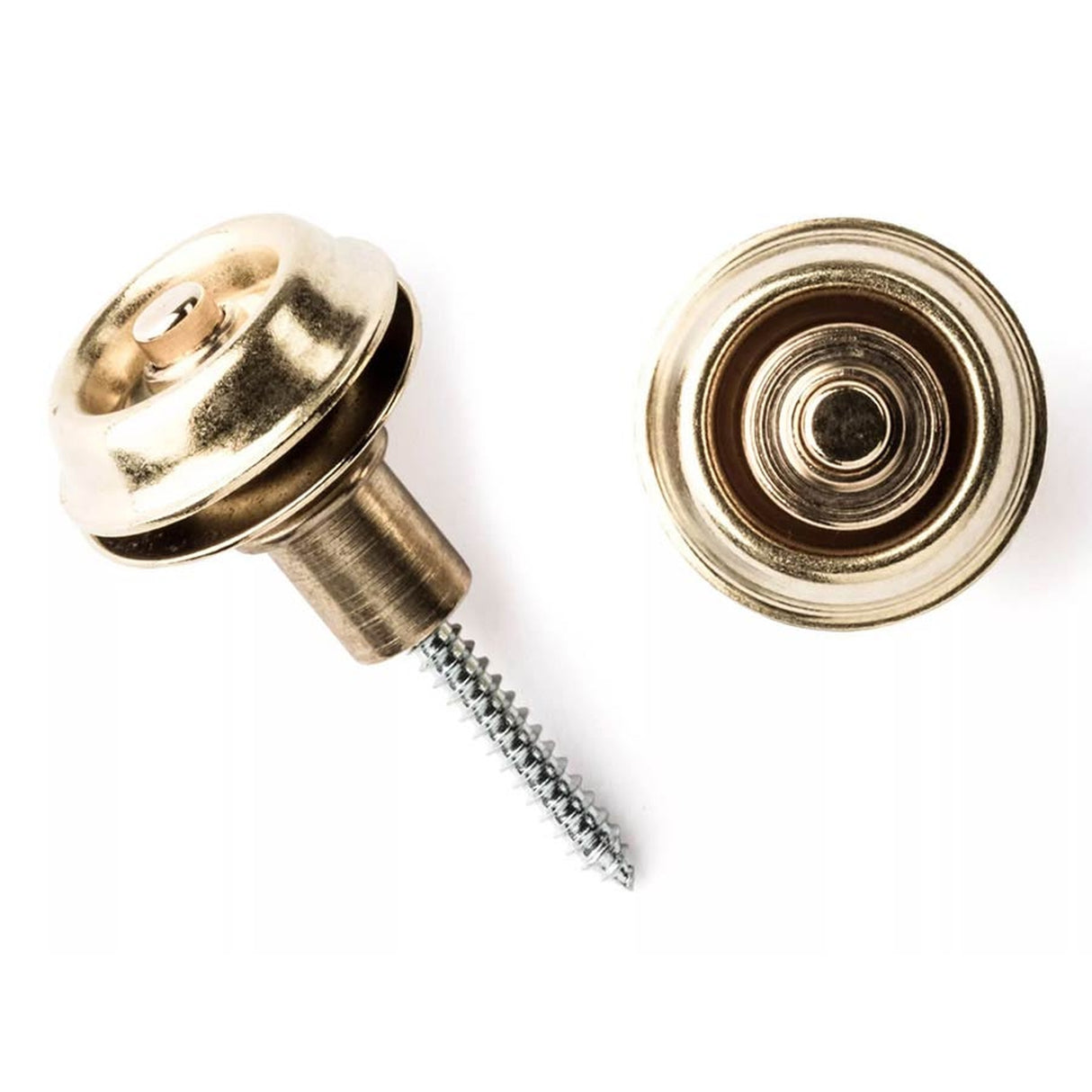 Dunlop SLS1402 strap lock system with screws, flush mounted, brass