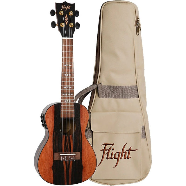 Flight DUC460 Amara EQ Elektrisch-Akoestische Concert Ukulele met Amara Body, Pickup en Aquila Super Nylgut Snaren