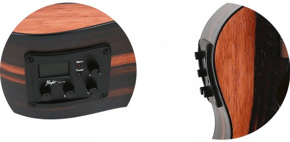 Flight DUC460 Amara EQ Elektrisch-Akoestische Concert Ukulele met Amara Body, Pickup en Aquila Super Nylgut Snaren