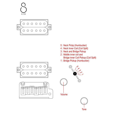 Sire Y5/RPS Larry Carlton elektrische gitaar – alder body, HH-configuratie, Red Sparkle