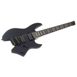 Sire X6H7/BKS elektrische gitaar – 7-snarig headless model, mahonie met maple top, Black Satin, HH-configuratie, stainless frets, met gigbag