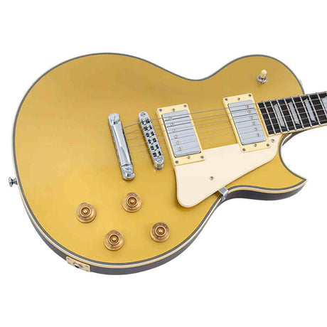 Sire L7N/MGO elektrische gitaar – L-Style, mahonie met maple top, Metallic Gold, HH-configuratie, stainless frets, locking tuners