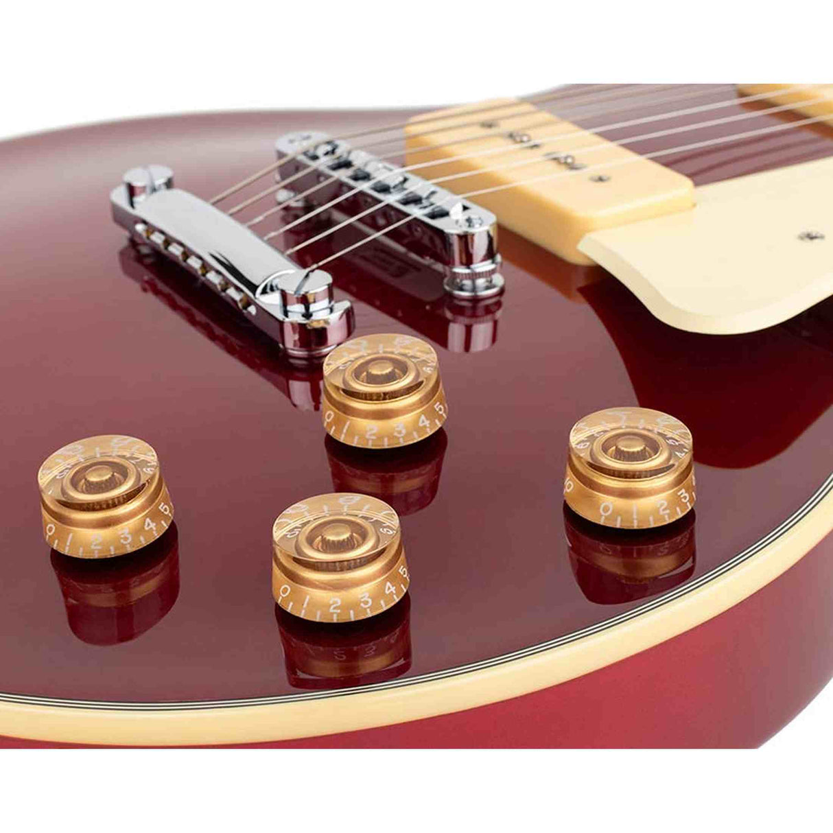 Sire L7VN/CAR elektrische gitaar – L-Style, mahonie met maple top, Candy Apple Red, P90 pickups, stainless frets, locking tuners