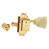 Kluson M33VG Stemmechanieken voor gitaar "Single Line", 3x links + 3x rechts met tulip knoppen, goud