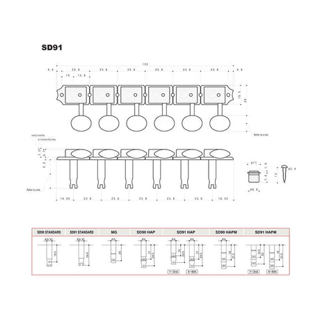 Gotoh GTH13026 SD91 stemmechanieken met 05M knoppen, 6R, nikkel