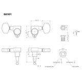 Gotoh GTH13452 SG301 stemmechanieken met Magnum Lock Trad and 04 knoppen, 3L3R, chroom