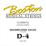 Boston CN-4-HT D-4 snaar for classic guitar, silverplated wound nylon, hard tension