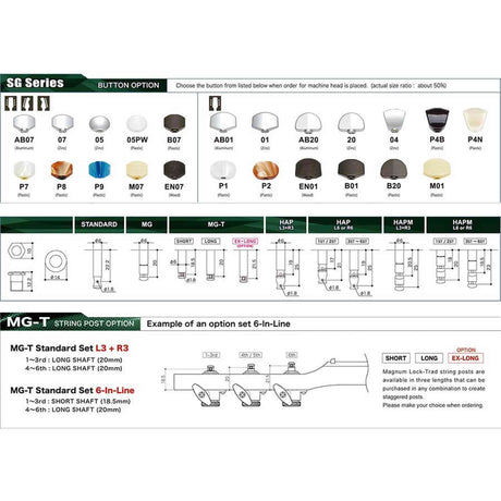 Gotoh GTH14085 SG381 stemmechanieken (posts 6xXL) met Magnum Lock Trad and 07 knoppen, 6L, chroom