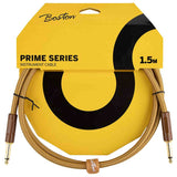 Boston GCRT-15 Prime Series woven jacket instrumentkabel jack-jack 1,5 meter yellow tweed