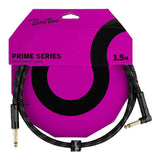 Boston GCRB-15A Prime Series woven jacket instrumentkabel jack–haakse jack 1,5 meter black tweed