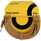 Boston GCRT-90 Prime Series woven jacket instrumentkabel jack-jack 9 meter yellow tweed