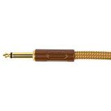 Boston GCRT-90A Prime Series woven jacket instrumentkabel jack–haakse jack 9 meter yellow tweed