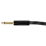 Boston GCRB-90A Prime Series woven jacket instrumentkabel jack–haakse jack 9 meter black tweed
