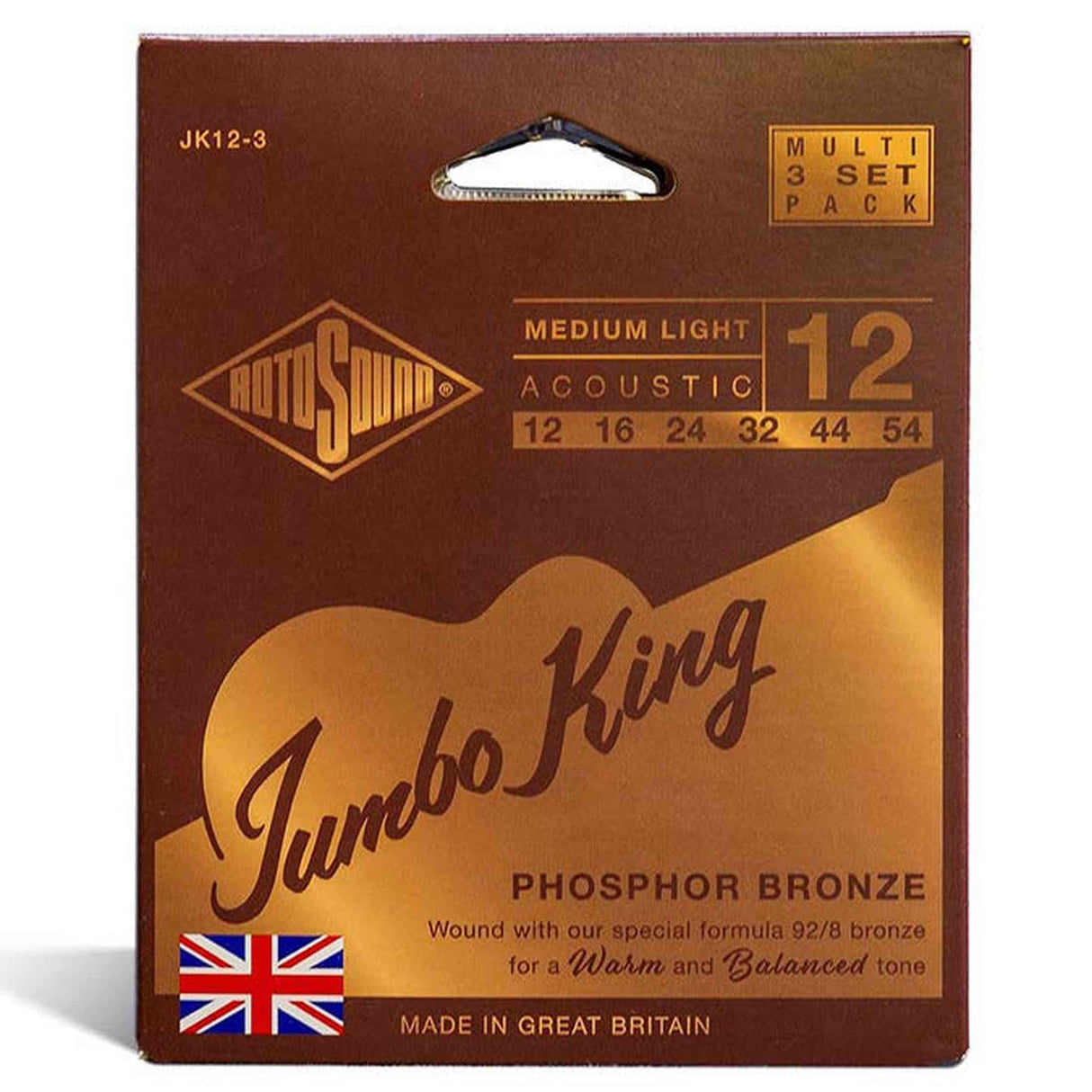 Rotosound JK12-3 Jumbo King 3-Pack Snarensets Akoestisch 012–054 – Phosphor Bronze