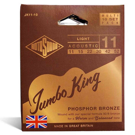 Rotosound JK11-10 Jumbo King 10-Pack Snarensets Akoestisch 011–052 – Phosphor Bronze