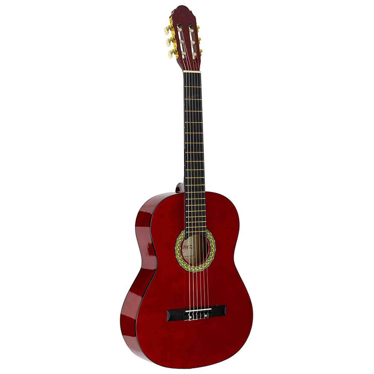 A. Martinez MTC-080/R 4/4 klassieke gitaar dark red met standaard, tas en tuner