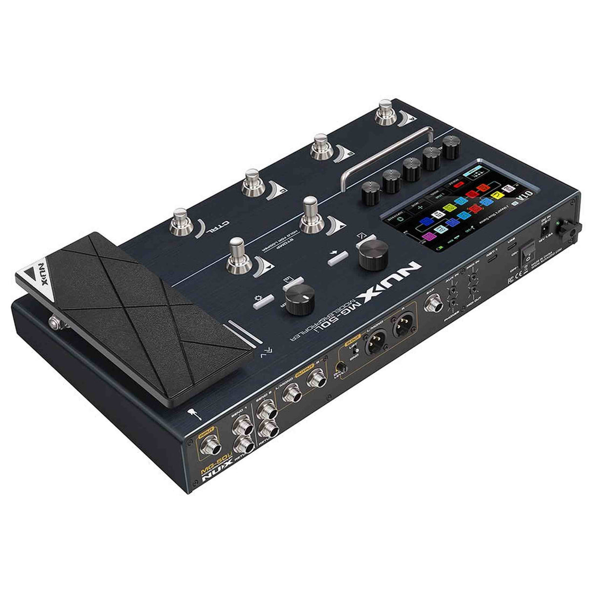 NUX MG-50Li DB Multi-Effects Processor met Amp Modeler, Profiler, Battery, USB Audio en Draagtas, Donkerblauw