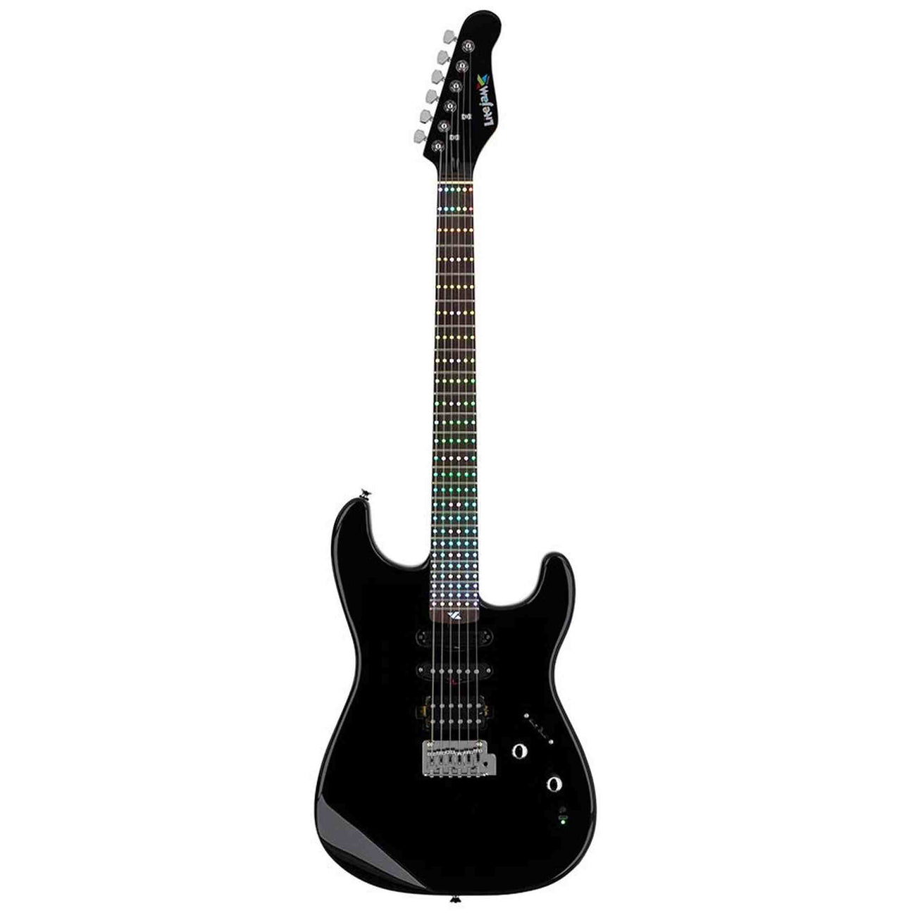 Litejam RGB24/BK elektrische gitaar – 24 frets, 144 RGB LED’s, HSH-configuratie, met gigbag, zwart