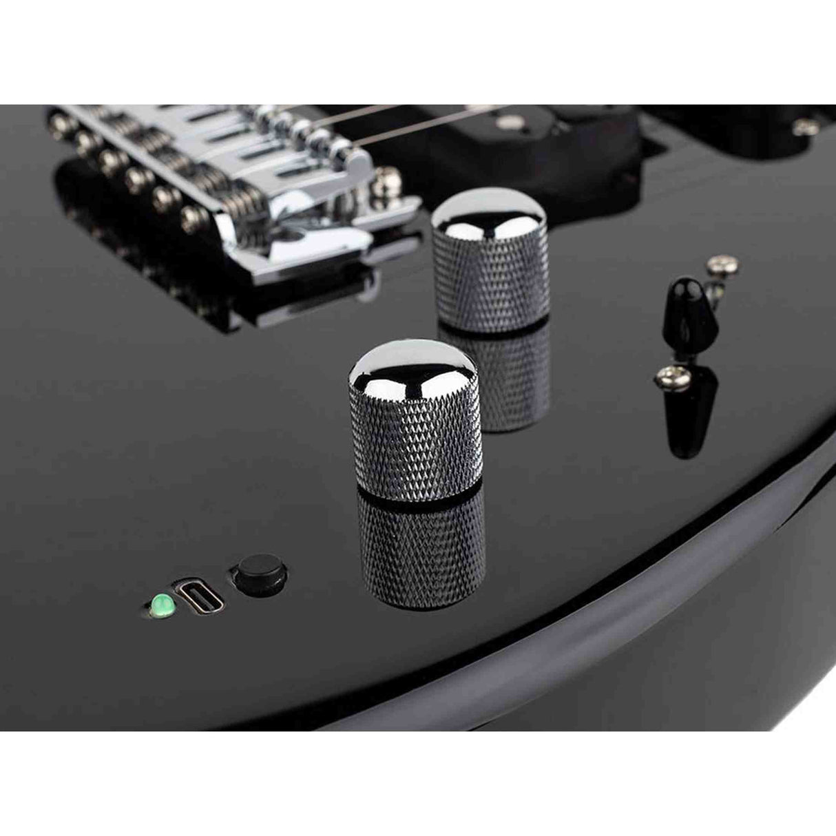 Litejam RGB24/BK elektrische gitaar – 24 frets, 144 RGB LED’s, HSH-configuratie, met gigbag, zwart