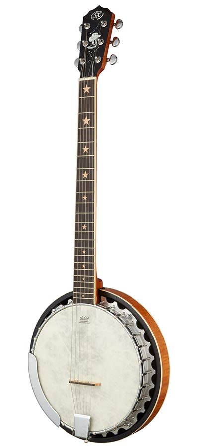 SX BJ566 6-Snarige Gitaarbanjo 11 Inch Aluminium Rim met Remo Fiberskyn Vel en Gigbag