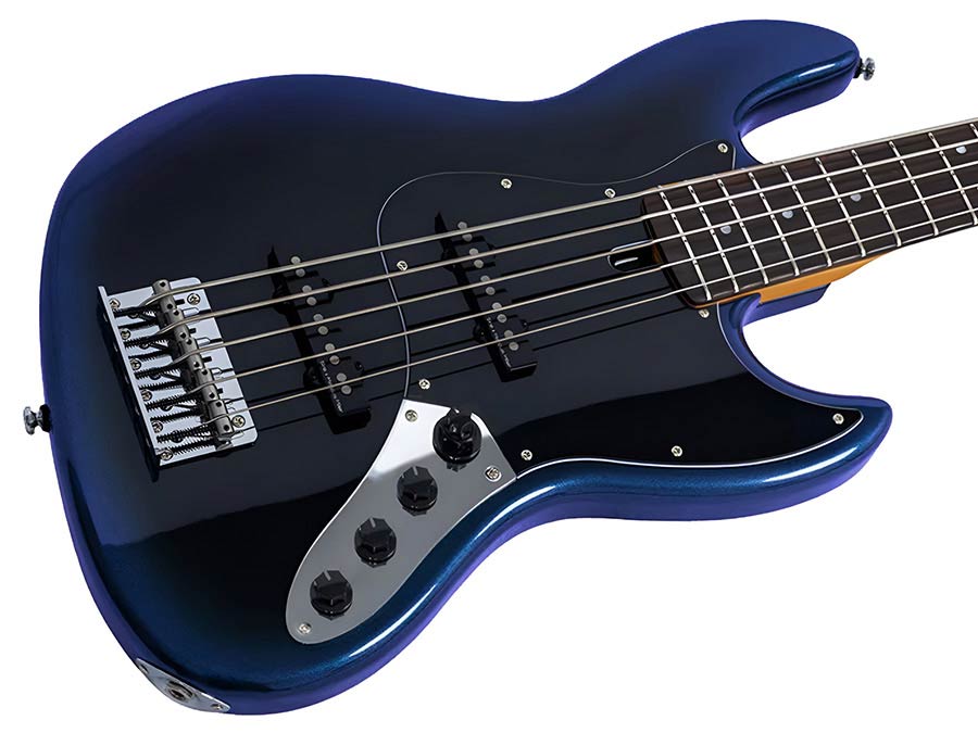 Sire V3N 5/MBB Marcus Miller 5-snarige Actieve Jazz Bas Midnight Blueburst met 2-Bands Preamp