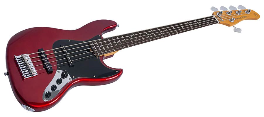 Sire V3N 5/CAR Marcus Miller 5-snarige Actieve Jazz Bas Candy Apple Red met 2-Bands Preamp