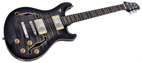 Sire Q7H/TBK Larry Carlton Hollow Elektrische Gitaar Transparent Black met Chambered Mahonie Body en Locking Tuners