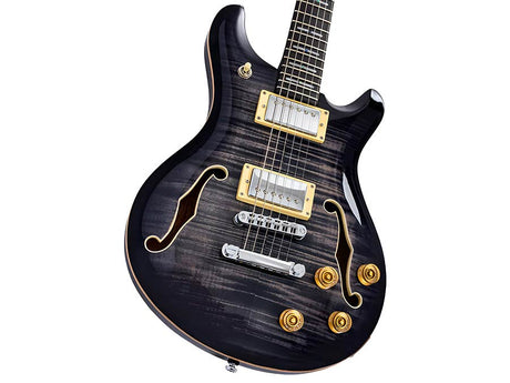 Sire Q7H/TBK Larry Carlton Hollow Elektrische Gitaar Transparent Black met Chambered Mahonie Body en Locking Tuners