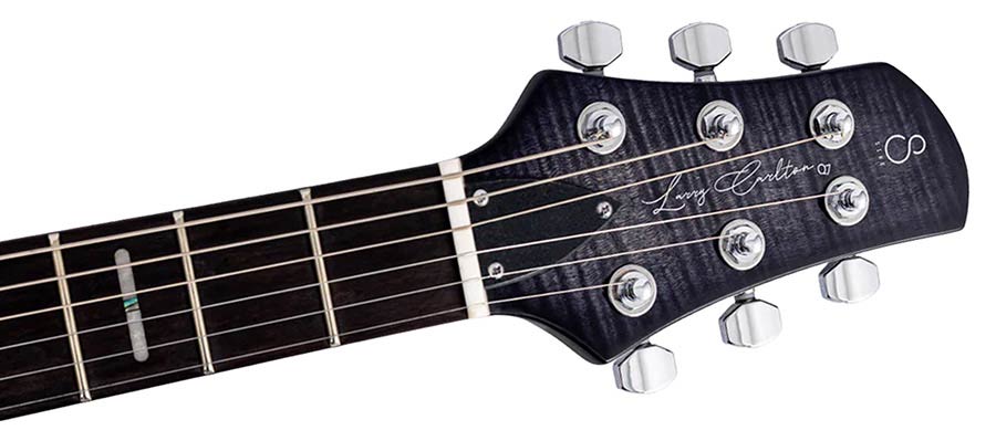 Sire Q7H/TBK Larry Carlton Hollow Elektrische Gitaar Transparent Black met Chambered Mahonie Body en Locking Tuners