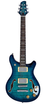 Sire Q7H/TBL Larry Carlton Hollow Elektrische Gitaar Transparent Blue met Chambered Mahonie Body en Locking Tuners