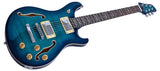 Sire Q7H/TBL Larry Carlton Hollow Elektrische Gitaar Transparent Blue met Chambered Mahonie Body en Locking Tuners