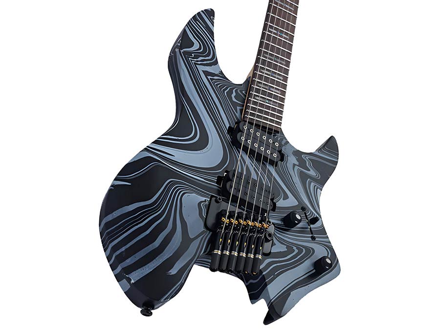 Sire X6H6/BKSW Larry Carlton Headless Elektrische Gitaar Black Swirl met Tremolobrug en Gigbag