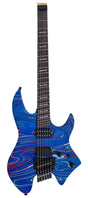 Sire X6H6/BLSW Larry Carlton Headless Elektrische Gitaar Blue Swirl met Tremolobrug en Gigbag