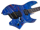 Sire X6H6/BLSW Larry Carlton Headless Elektrische Gitaar Blue Swirl met Tremolobrug en Gigbag