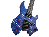 Sire X6H7/BLSW Larry Carlton 7-snarige Headless Elektrische Gitaar Blue Swirl met Tremolobrug en Gigbag