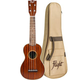Flight MUS-2 Solid Mahogany Soprano Ukulele met Solid Mahogany Body, Gotoh Friction Tuners en Aquila Super Nylgut Snaren