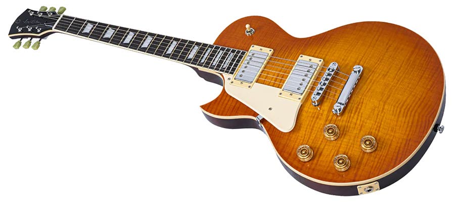 Sire L5L/AB Larry Carlton Linkshandige L-Style Elektrische Gitaar Amber Burst met Flame Maple Top en Coil Split