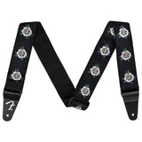 Fender 0990638023 Rose Gitaarband Wit Jacquard Nylon Verstelbaar Leer Uiteinden