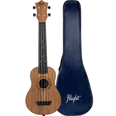 Flight TUSL-50 Soprano Longneck Ukulele Walnut met Walnut Top, ABS Body en Aquila Snaren