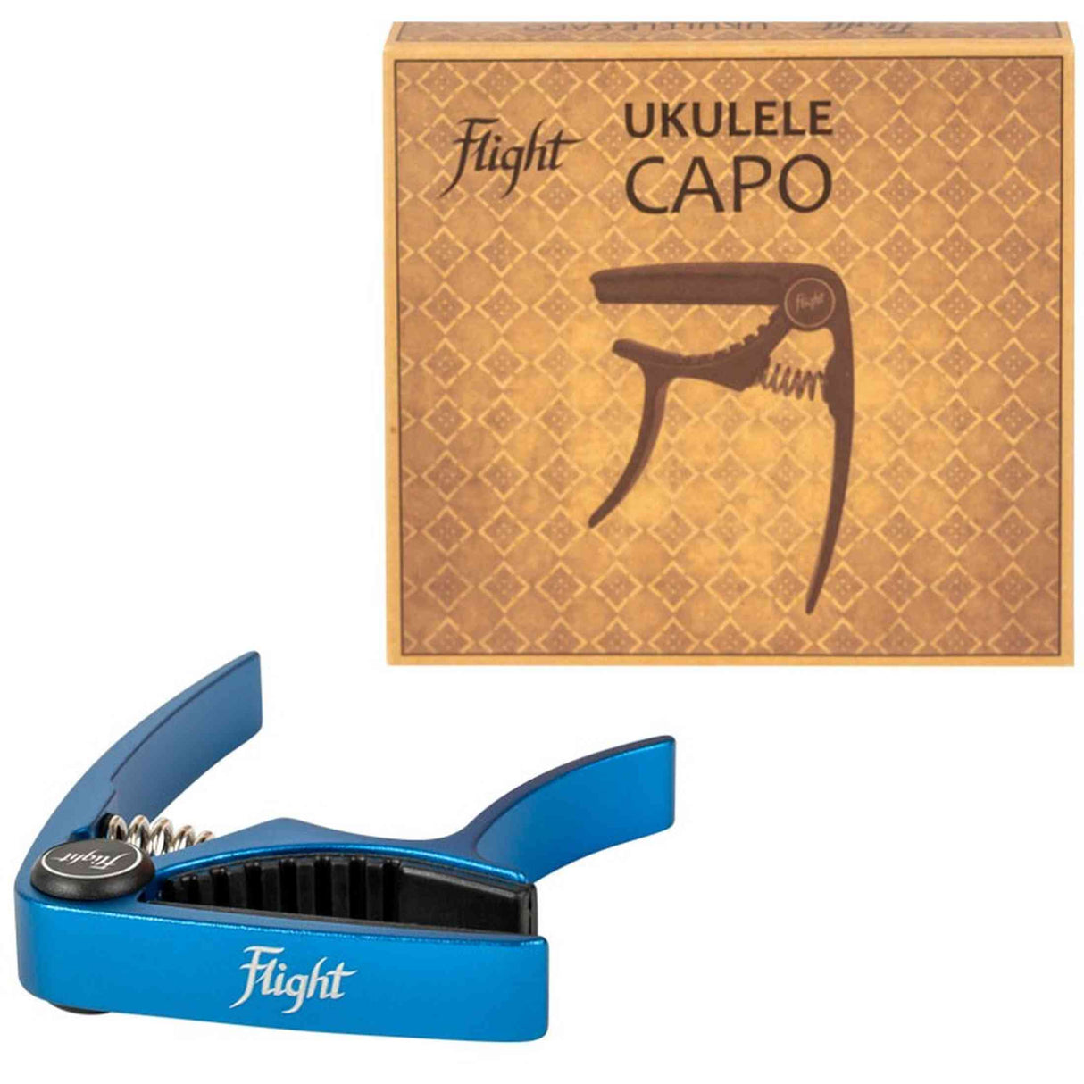 Flight FC-BL Aluminium Ukulele Capo Blauw met Veermechanisme