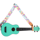 Flight S35 Kitty Ukulele Strap Poly/Leer met Kitty Design en Verstelbare Lengte