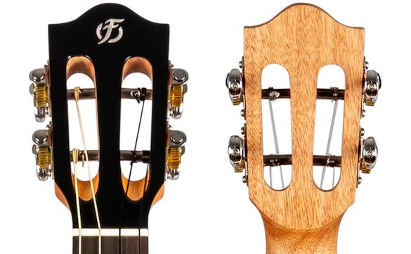 Flight Iris Baritone BK Ukulele met Solid Spruce Top, Mahogany Body en Zwarte Afwerking