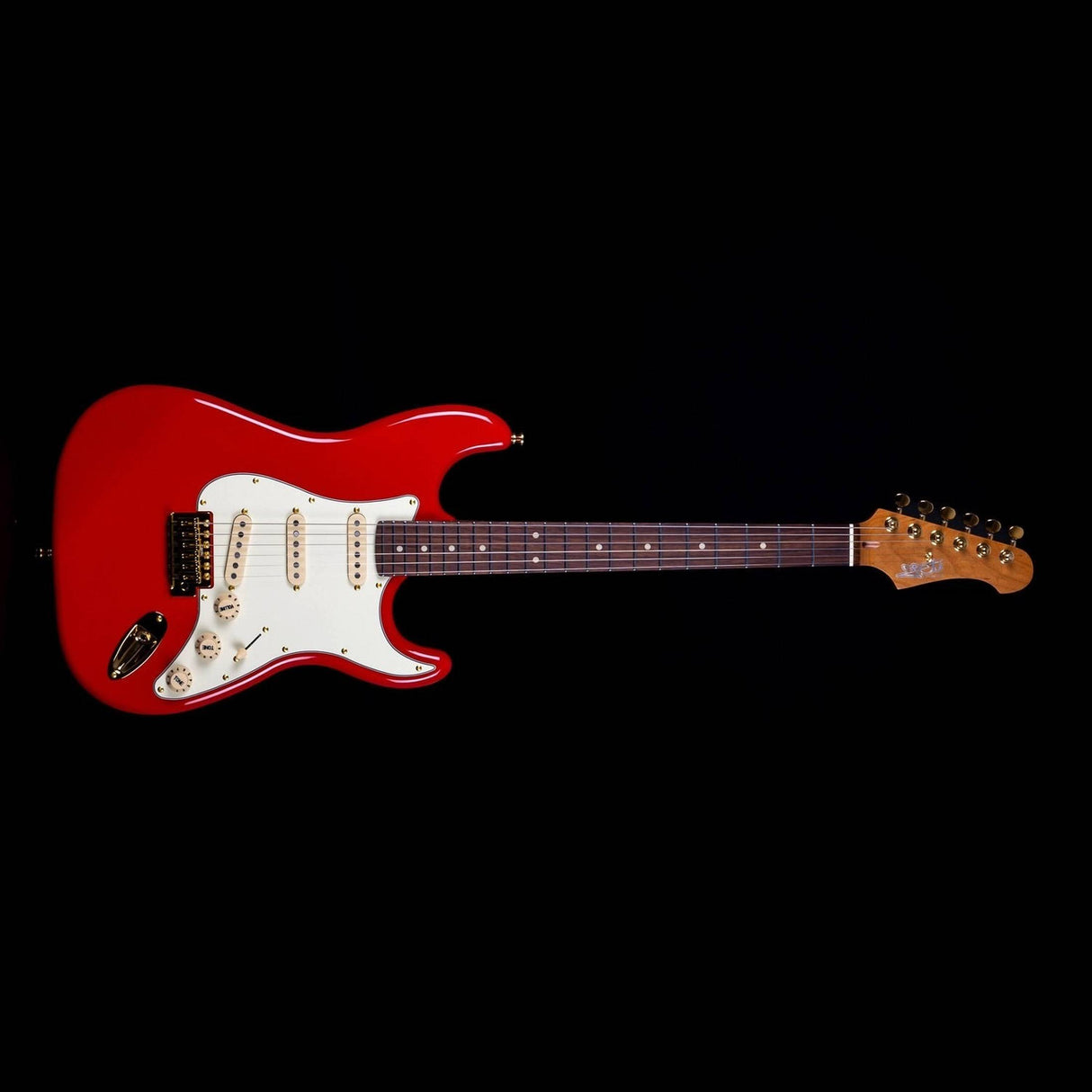 JET JS-380 RD G S-style Elektrische Gitaar SSS Alnico V Tremolo Goud Hardware Rosewood Toets Rood