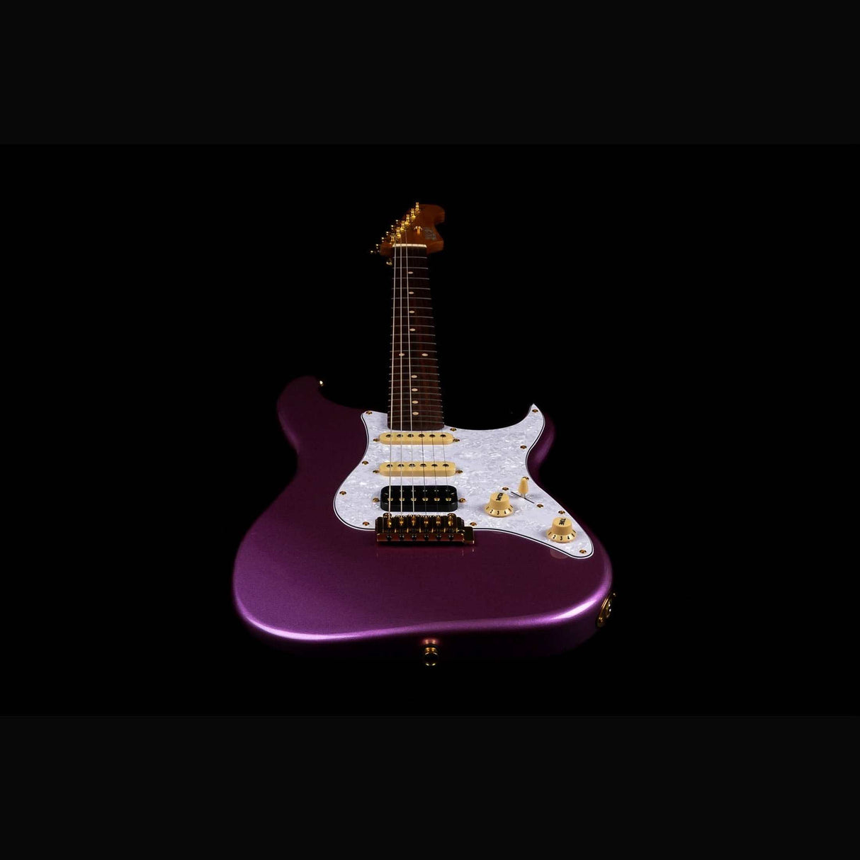 JET JS-480 VI G S-style Elektrische Gitaar HSS Alnico V Tremolo Rosewood Toets Violet met Gouden Hardware