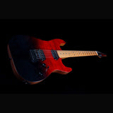 JET JS-1000 Vulcano S-style Elektrische Gitaar HH Flame Maple Top Roasted Maple Transparant Rood