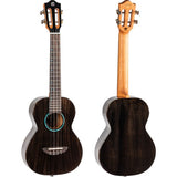 Flight Iris Tinta Tenor TBK Ukulele met All Solid Mahogany Body, Rosewood Toets en Fluorocarbon Snaren, Transparent Black