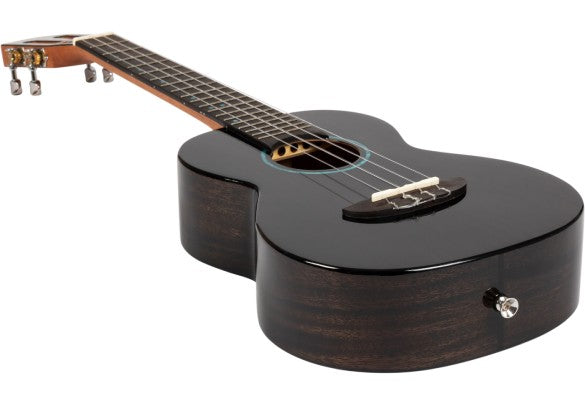 Flight Iris Tinta Tenor TBK Ukulele met All Solid Mahogany Body, Rosewood Toets en Fluorocarbon Snaren, Transparent Black