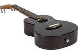 Flight Iris Tinta Tenor TBK Ukulele met All Solid Mahogany Body, Rosewood Toets en Fluorocarbon Snaren, Transparent Black