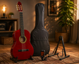 A. Martinez MTC-080/R 4/4 klassieke gitaar dark red met standaard, tas en tuner